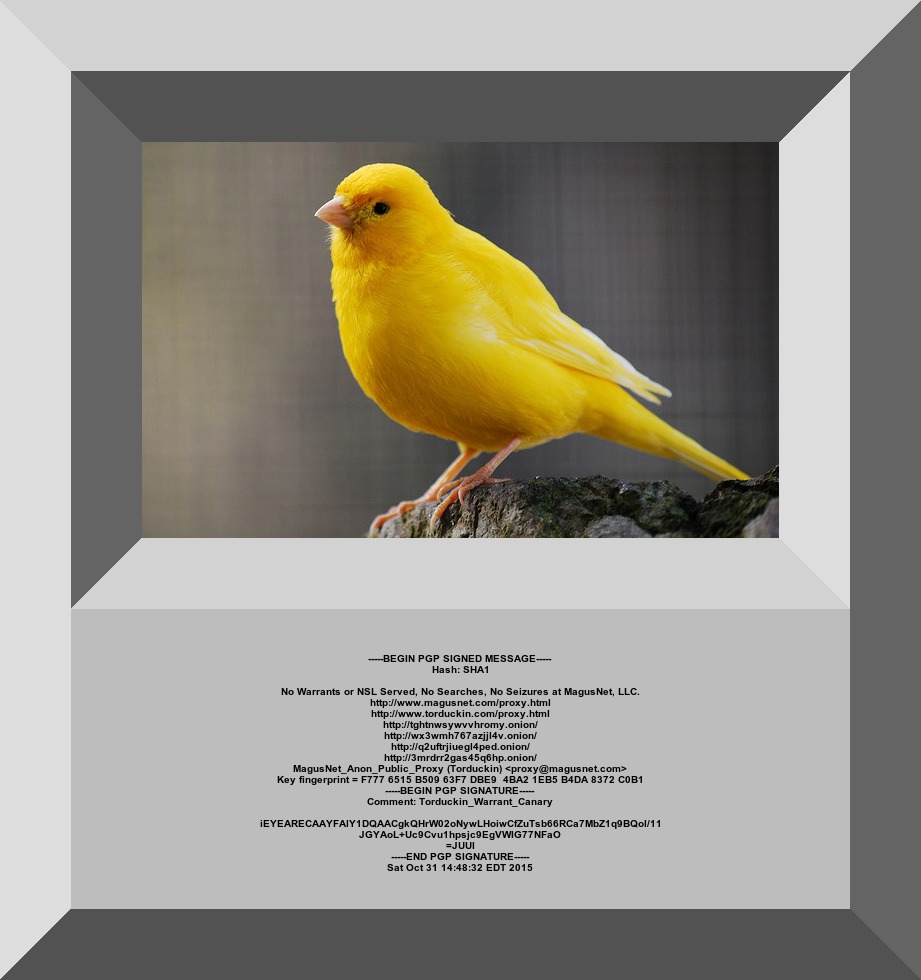 MagusNet Anonymous Public Proxy Server (Torduckin) Warrant Canary